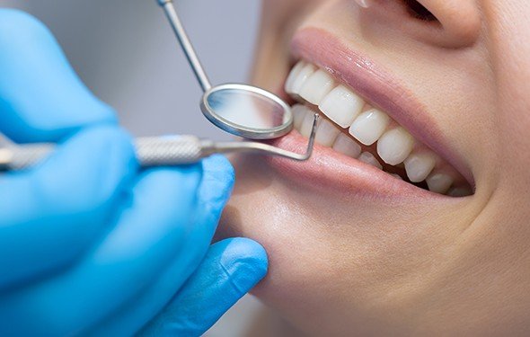 Closeup of healthy teeth and gums