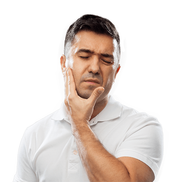 Man holding jaw in pain